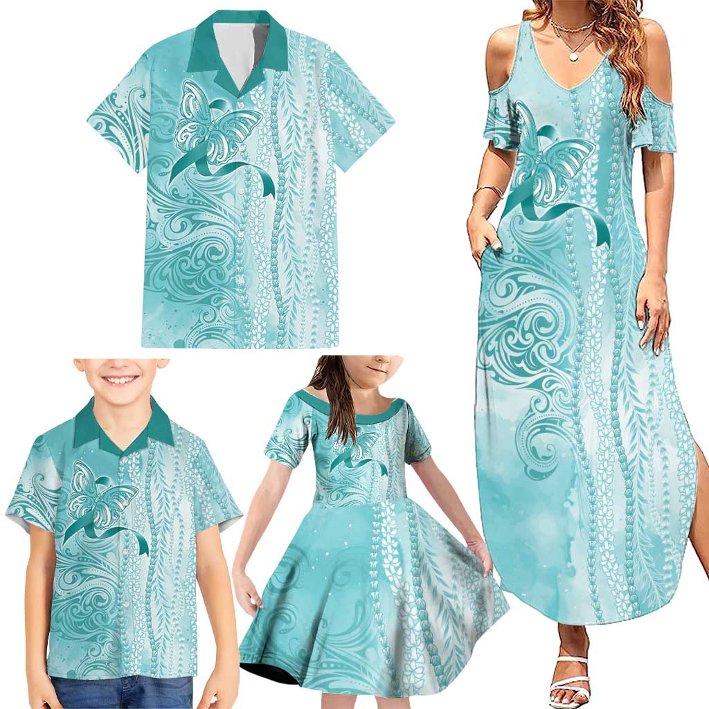 PTSD Awareness Family Matching Summer Maxi Dress and Hawaiian Shirt Maile Pikake Lokelani Crown Flower Lei Inspired LT9 - Polynesian Pride