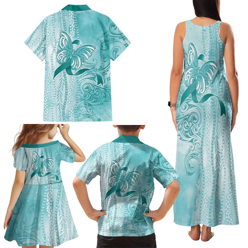 PTSD Awareness Family Matching Tank Maxi Dress and Hawaiian Shirt Maile Pikake Lokelani Crown Flower Lei Inspired LT9 - Polynesian Pride