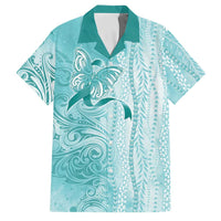 PTSD Awareness Family Matching Tank Maxi Dress and Hawaiian Shirt Maile Pikake Lokelani Crown Flower Lei Inspired LT9 Dad's Shirt - Short Sleeve Teal - Polynesian Pride