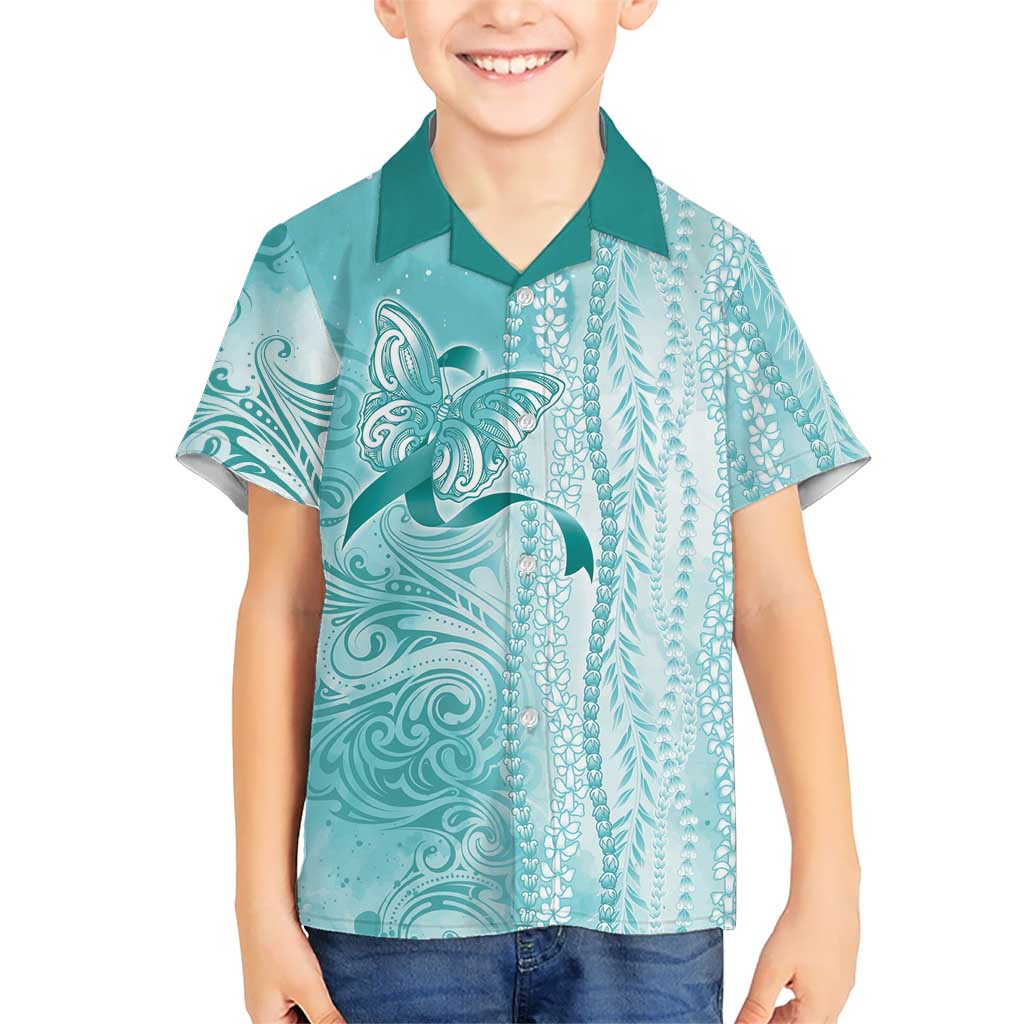 PTSD Awareness Kid Hawaiian Shirt Maile Pikake Lokelani Crown Flower Lei Inspired