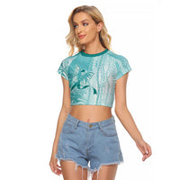 PTSD Awareness Raglan Cropped T Shirt Maile Pikake Lokelani Crown Flower Lei Inspired