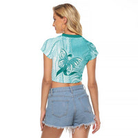 PTSD Awareness Raglan Cropped T Shirt Maile Pikake Lokelani Crown Flower Lei Inspired