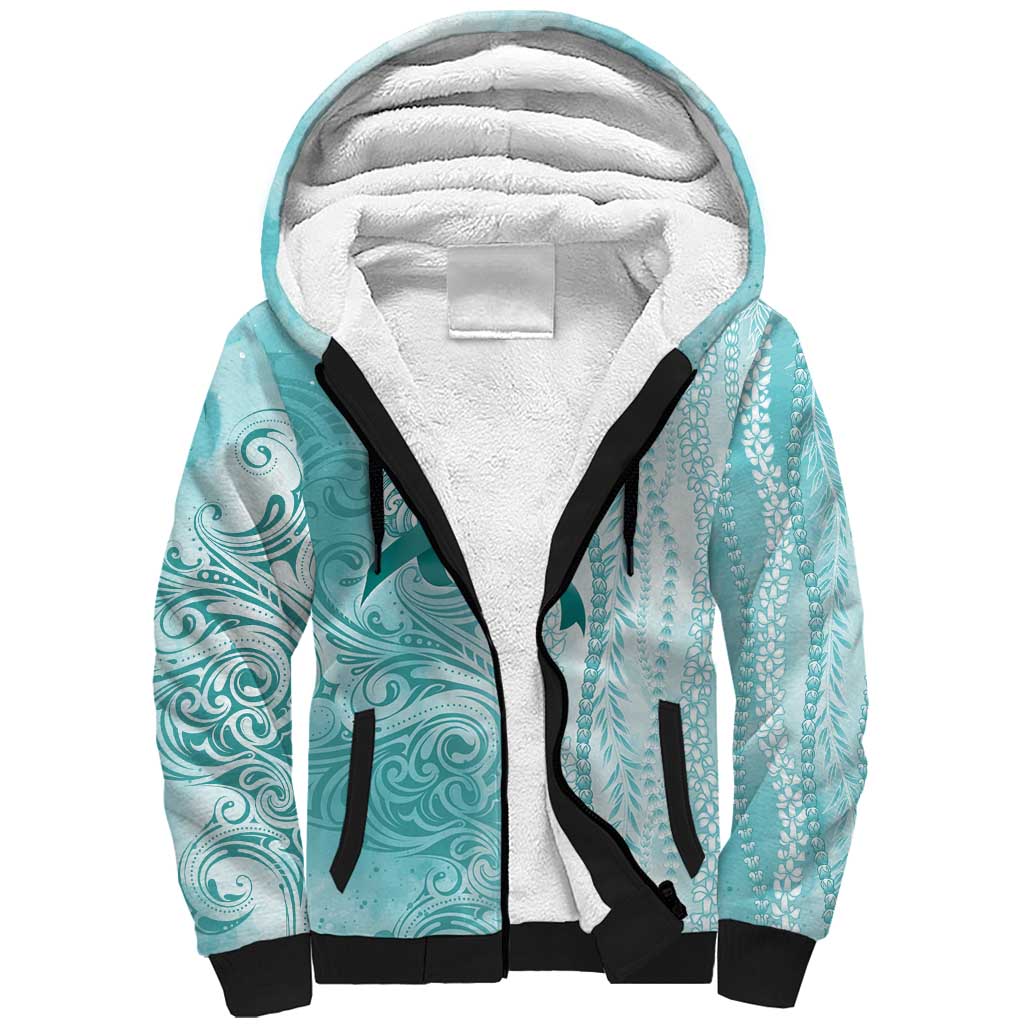 PTSD Awareness Sherpa Hoodie Maile Pikake Lokelani Crown Flower Lei Inspired