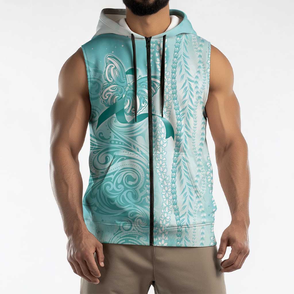 PTSD Awareness Sleeveless Zip Hoodie Maile Pikake Lokelani Crown Flower Lei Inspired