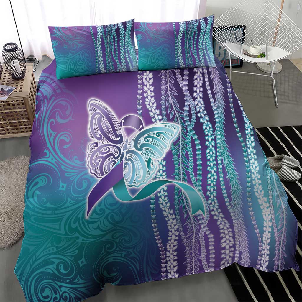 Suicide Prevention Awareness Bedding Set Maile Pikake Lokelani Crown Flower Lei Inspired