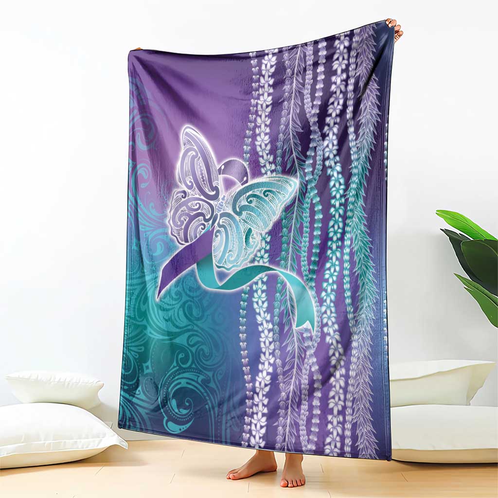 Suicide Prevention Awareness Blanket Maile Pikake Lokelani Crown Flower Lei Inspired