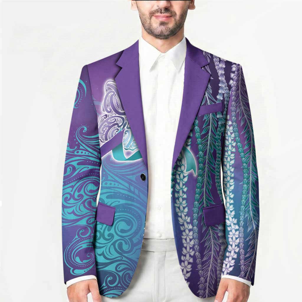 Suicide Prevention Awareness Blazer Maile Pikake Lokelani Crown Flower Lei Inspired