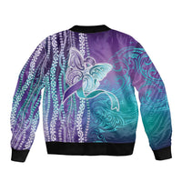 Suicide Prevention Awareness Bomber Jacket Maile Pikake Lokelani Crown Flower Lei Inspired