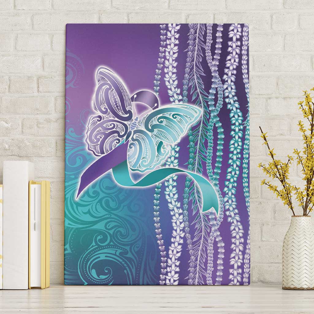 Suicide Prevention Awareness Canvas Wall Art Maile Pikake Lokelani Crown Flower Lei Inspired