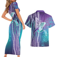 Suicide Prevention Awareness Couples Matching Short Sleeve Bodycon Dress and Hawaiian Shirt Maile Pikake Lokelani Crown Flower Lei Inspired LT9 - Polynesian Pride