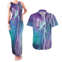 Suicide Prevention Awareness Couples Matching Tank Maxi Dress and Hawaiian Shirt Maile Pikake Lokelani Crown Flower Lei Inspired LT9 Multicolor - Polynesian Pride