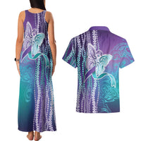Suicide Prevention Awareness Couples Matching Tank Maxi Dress and Hawaiian Shirt Maile Pikake Lokelani Crown Flower Lei Inspired LT9 - Polynesian Pride