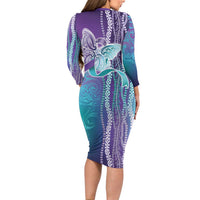 Suicide Prevention Awareness Family Matching Long Sleeve Bodycon Dress and Hawaiian Shirt Maile Pikake Lokelani Crown Flower Lei Inspired LT9 - Polynesian Pride