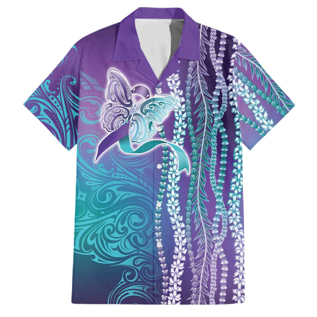 Suicide Prevention Awareness Family Matching Mermaid Dress and Hawaiian Shirt Maile Pikake Lokelani Crown Flower Lei Inspired LT9 Dad's Shirt - Short Sleeve Multicolor - Polynesian Pride