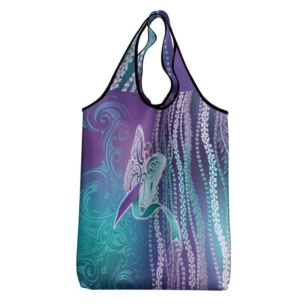 Suicide Prevention Awareness Grocery Bag Maile Pikake Lokelani Crown Flower Lei Inspired