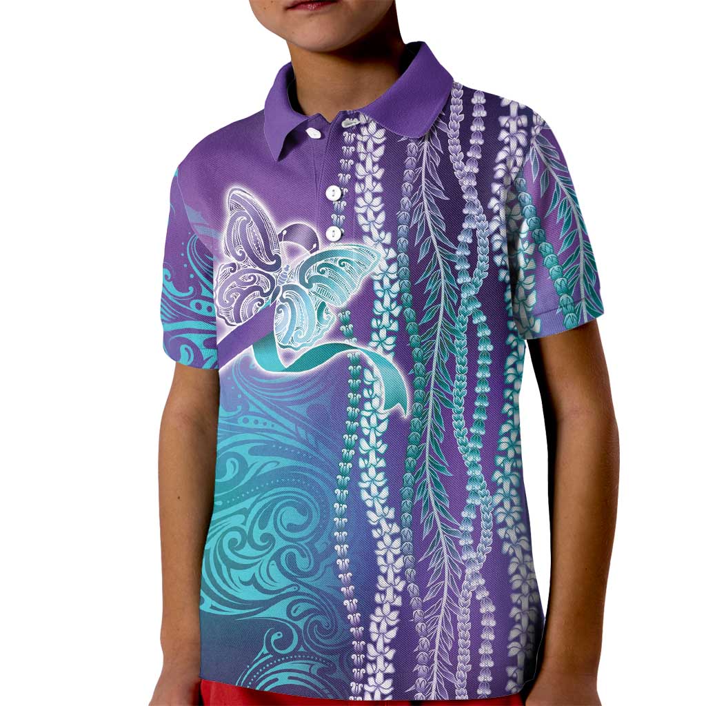 Suicide Prevention Awareness Kid Polo Shirt Maile Pikake Lokelani Crown Flower Lei Inspired