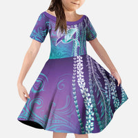 Suicide Prevention Awareness Kid Short Sleeve Dress Maile Pikake Lokelani Crown Flower Lei Inspired LT9 KID Multicolor - Polynesian Pride