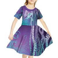 Suicide Prevention Awareness Kid Short Sleeve Dress Maile Pikake Lokelani Crown Flower Lei Inspired LT9 - Polynesian Pride