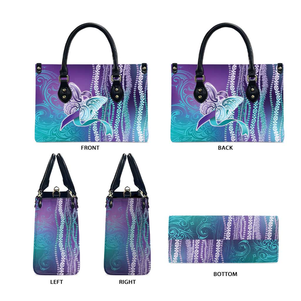 Suicide Prevention Awareness Leather Bag Maile Pikake Lokelani Crown Flower Lei Inspired