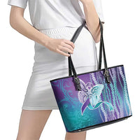Suicide Prevention Awareness Leather Tote Bag Maile Pikake Lokelani Crown Flower Lei Inspired