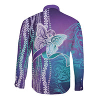 Suicide Prevention Awareness Long Sleeve Button Shirt Maile Pikake Lokelani Crown Flower Lei Inspired