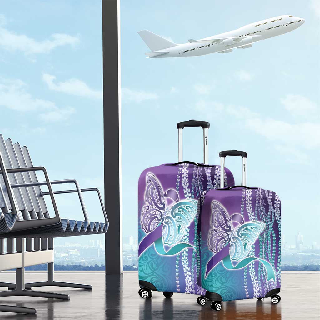 Suicide Prevention Awareness Luggage Cover Maile Pikake Lokelani Crown Flower Lei Inspired