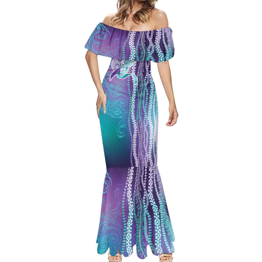 Suicide Prevention Awareness Mermaid Dress Maile Pikake Lokelani Crown Flower Lei Inspired