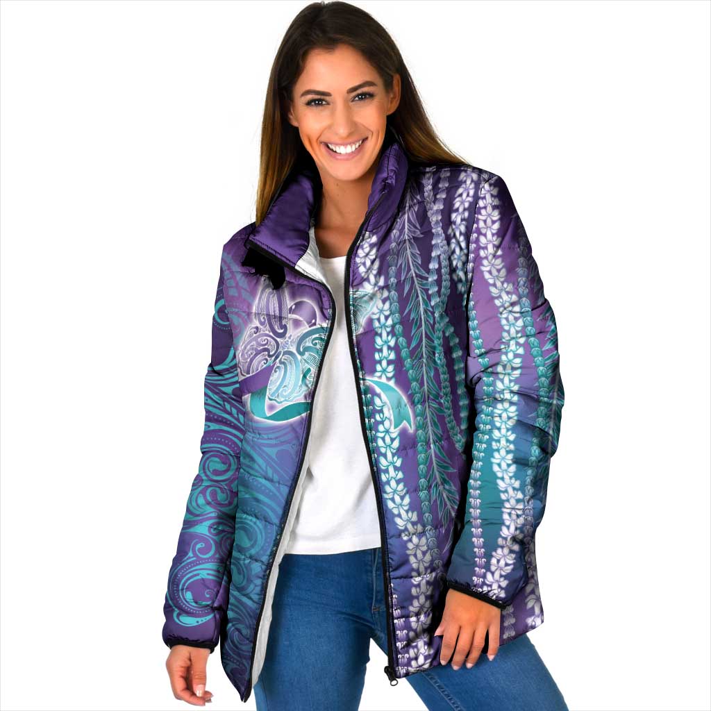 Suicide Prevention Awareness Padded Jacket Maile Pikake Lokelani Crown Flower Lei Inspired