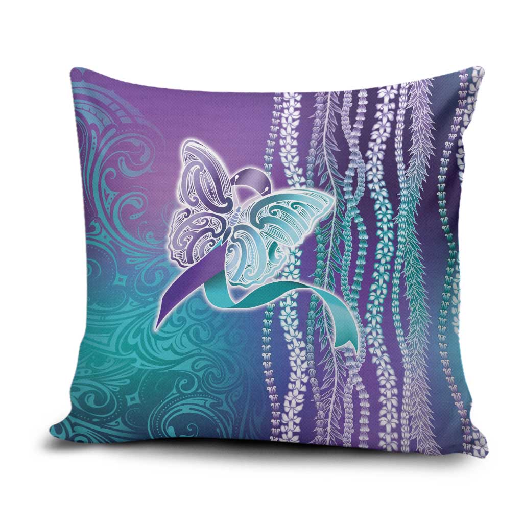 Suicide Prevention Awareness Pillow Cover Maile Pikake Lokelani Crown Flower Lei Inspired