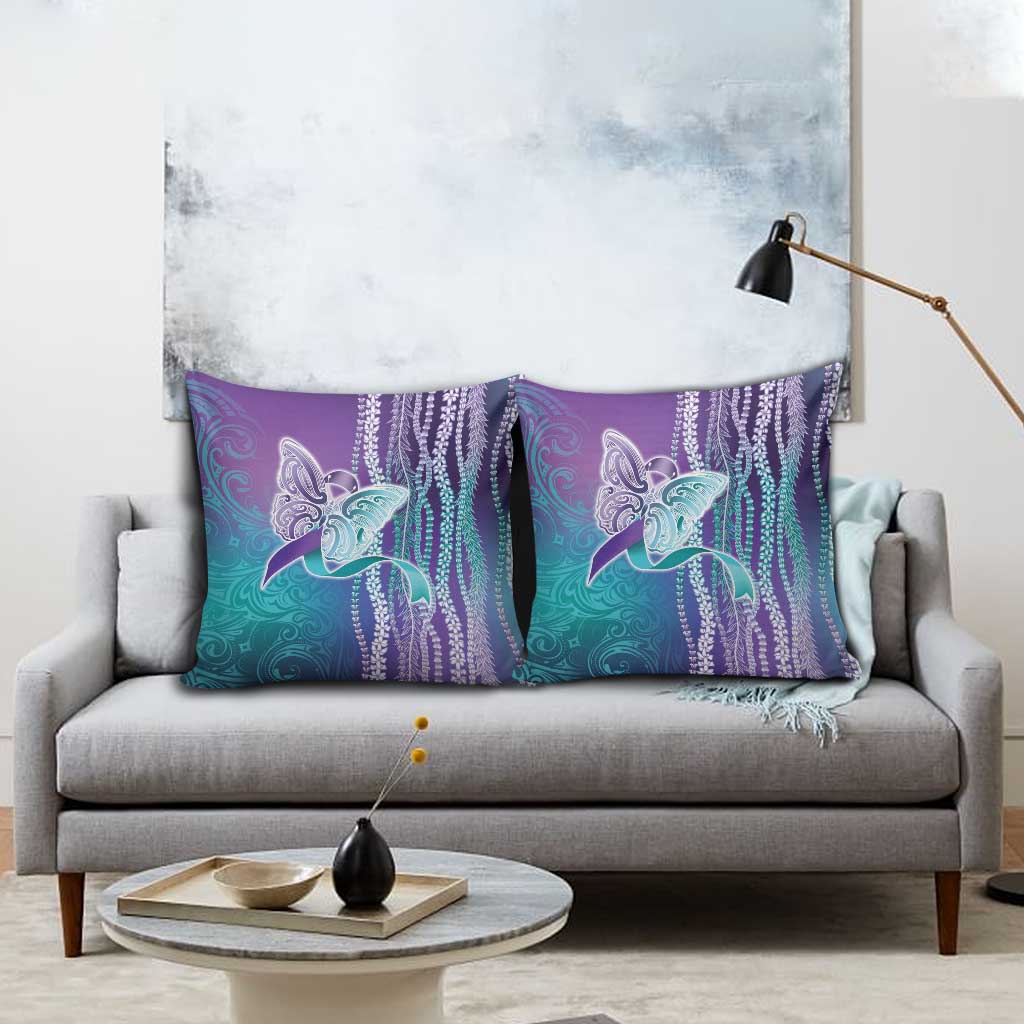 Suicide Prevention Awareness Pillow Cover Maile Pikake Lokelani Crown Flower Lei Inspired
