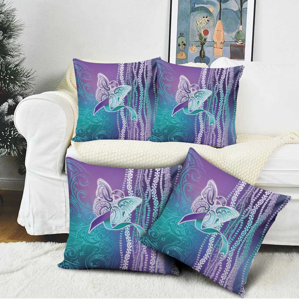 Suicide Prevention Awareness Pillow Cover Maile Pikake Lokelani Crown Flower Lei Inspired