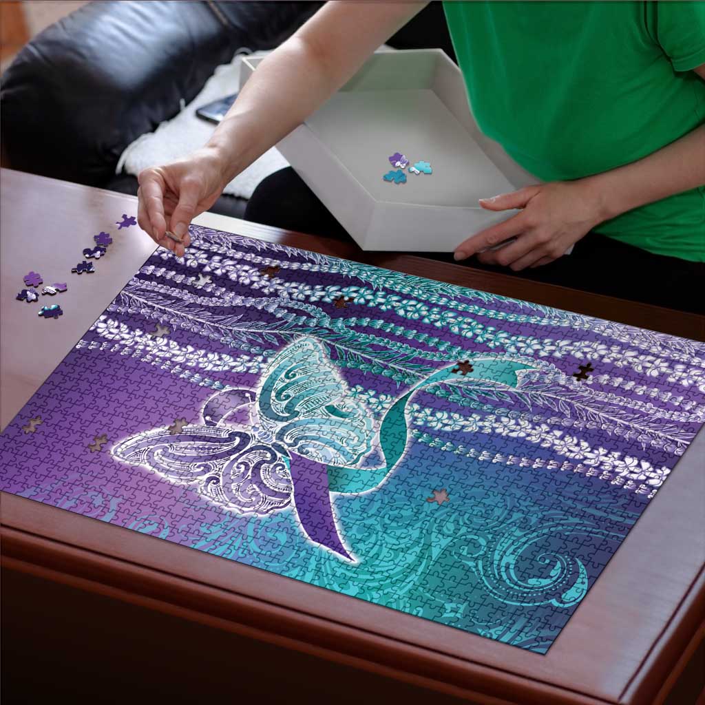 Suicide Prevention Awareness Puzzle Maile Pikake Lokelani Crown Flower Lei Inspired
