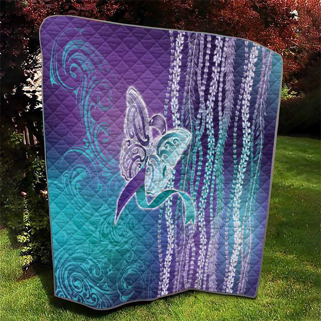 Suicide Prevention Awareness Quilt Maile Pikake Lokelani Crown Flower Lei Inspired