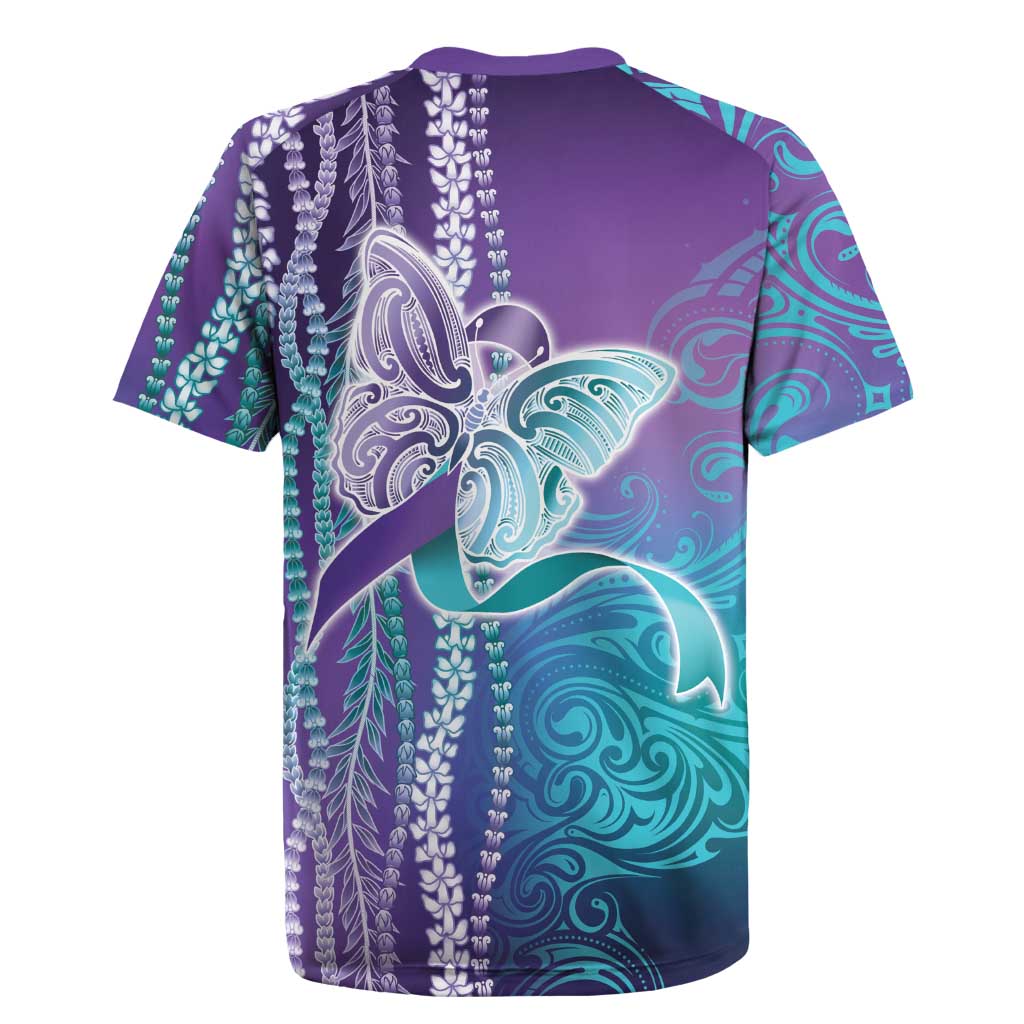 Suicide Prevention Awareness Rugby Jersey Maile Pikake Lokelani Crown Flower Lei Inspired