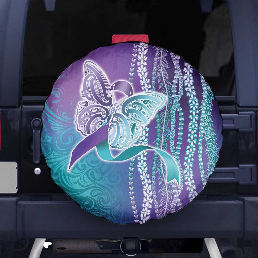 Suicide Prevention Awareness Spare Tire Cover Maile Pikake Lokelani Crown Flower Lei Inspired