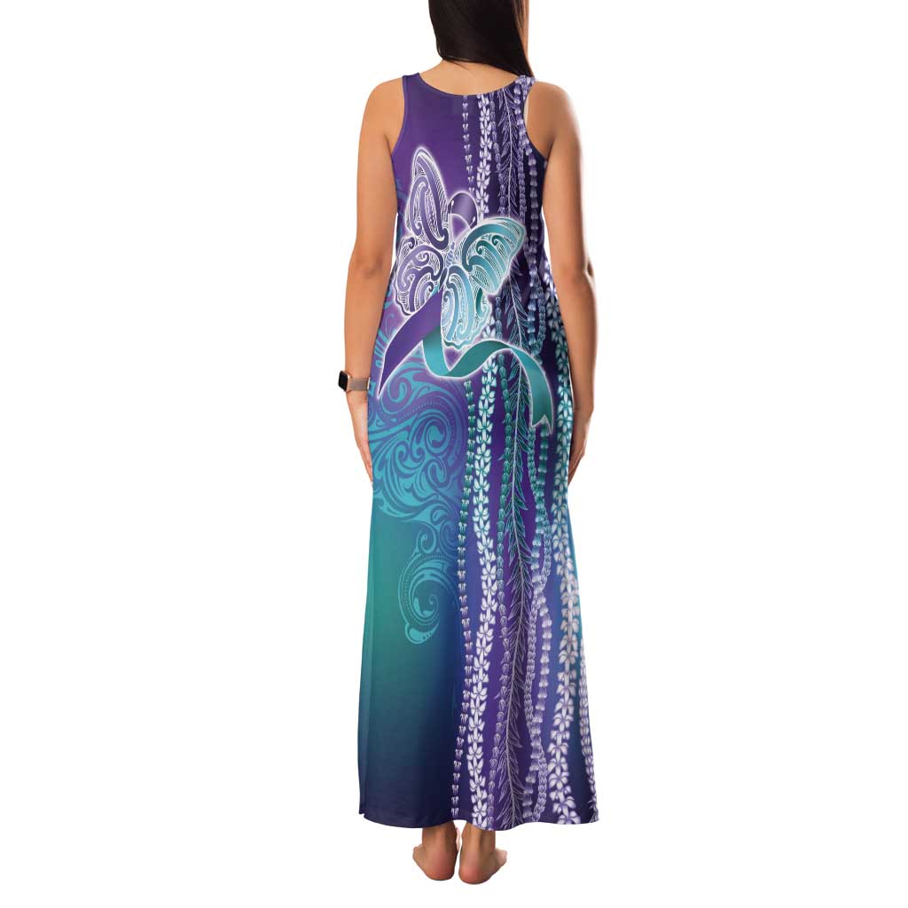 Suicide Prevention Awareness Tank Maxi Dress Maile Pikake Lokelani Crown Flower Lei Inspired