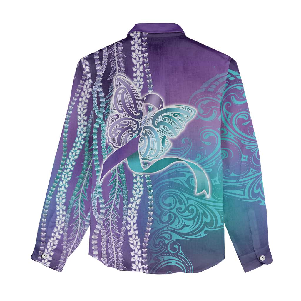 Suicide Prevention Awareness Women Casual Shirt Maile Pikake Lokelani Crown Flower Lei Inspired