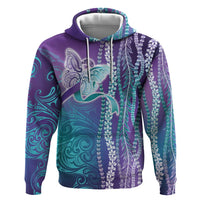 Suicide Prevention Awareness Zip Hoodie Maile Pikake Lokelani Crown Flower Lei Inspired
