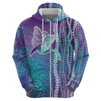 Suicide Prevention Awareness Zip Hoodie Maile Pikake Lokelani Crown Flower Lei Inspired