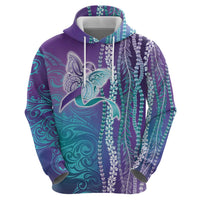 Suicide Prevention Awareness Zip Hoodie Maile Pikake Lokelani Crown Flower Lei Inspired