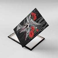 Hawaiian Honu Personalized Canvas Wall Art Black Tribal Hook Pattern