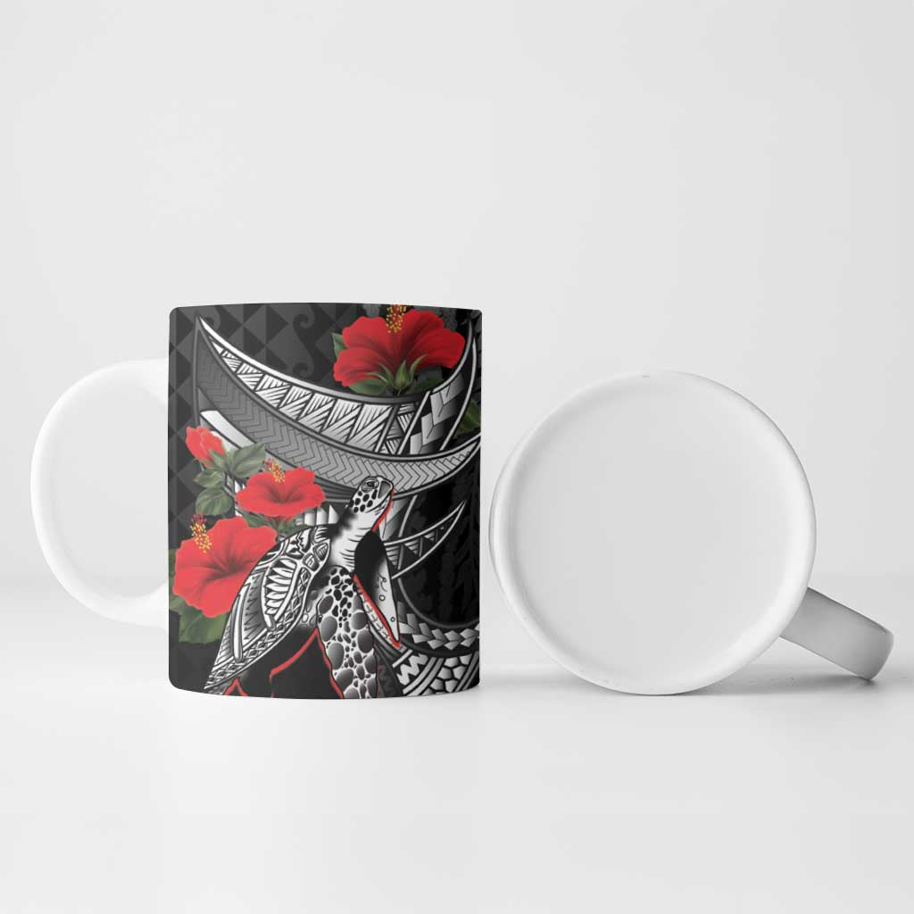 Hawaiian Honu Personalized Ceramic Mug Black Tribal Hook Pattern