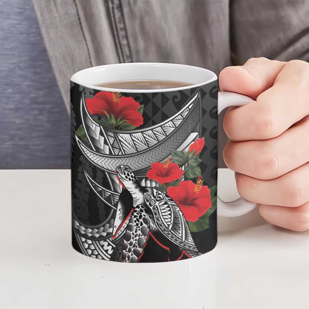 Hawaiian Honu Personalized Ceramic Mug Black Tribal Hook Pattern