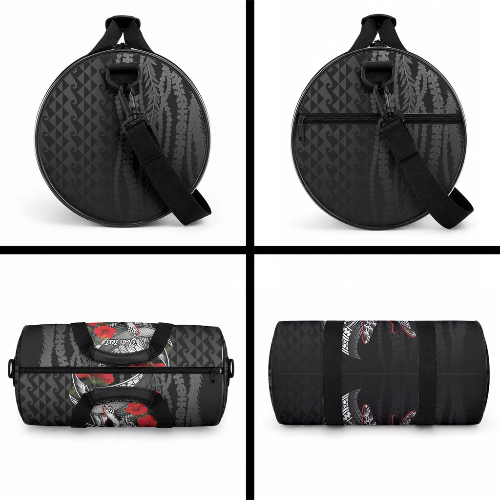 Hawaiian Honu Personalized Duffle Bag Black Tribal Hook Pattern LT9 - Polynesian Pride