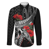 Hawaiian Honu Personalized Family Matching Mermaid Dress and Hawaiian Shirt Black Tribal Hook Pattern