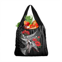 Hawaiian Honu Personalized Grocery Bag Black Tribal Hook Pattern
