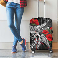 Hawaiian Honu Personalized Luggage Cover Black Tribal Hook Pattern