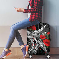 Hawaiian Honu Personalized Luggage Cover Black Tribal Hook Pattern