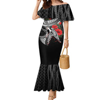 Hawaiian Honu Personalized Mermaid Dress Black Tribal Hook Pattern