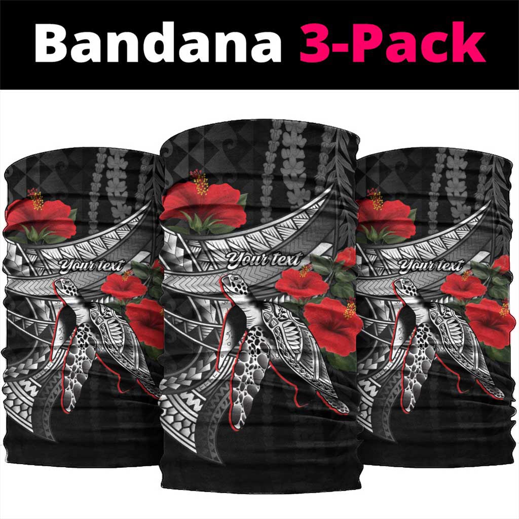 Hawaiian Honu Personalized Neck Gaiter Black Tribal Hook Pattern